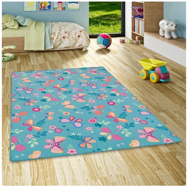 Snapstyle Kinderteppich Kinder Spiel Teppich Schmetterling, Eckig, Höhe: 4 mm