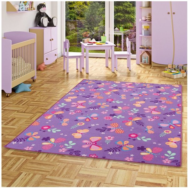 Snapstyle Kinderteppich Kinder Spiel Teppich Schmetterling, Eckig, Höhe: 4 mm