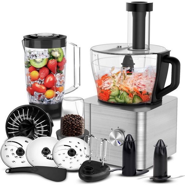 SNDOAS Küchenmaschine, 1100 W, 3,2 l Schüssel, mit Hacken, Schneiden, Kneten, Entsaften, 3 Geschwindigkeiten