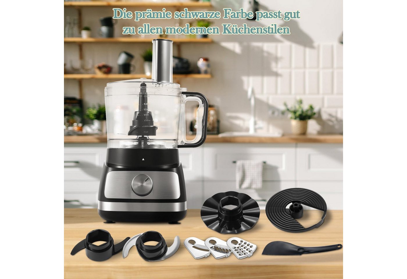 SNDOAS Küchenmaschine, 800 W, 2 l Schüssel, Mixer & Zerkleinerer mit 3 einstellbaren Geschwindigkeiten – Bild 3 von 5