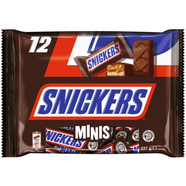 Snickers Schokolade, Snickers Minis mit Candy Creme dazu Karamell und Erdnüsse 227g