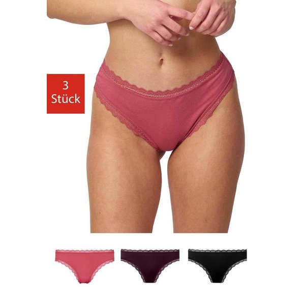 SNOCKS Tanga String Damen Unterhose (3-St) mit Spitze, unsichtbar unter deiner Kleidung