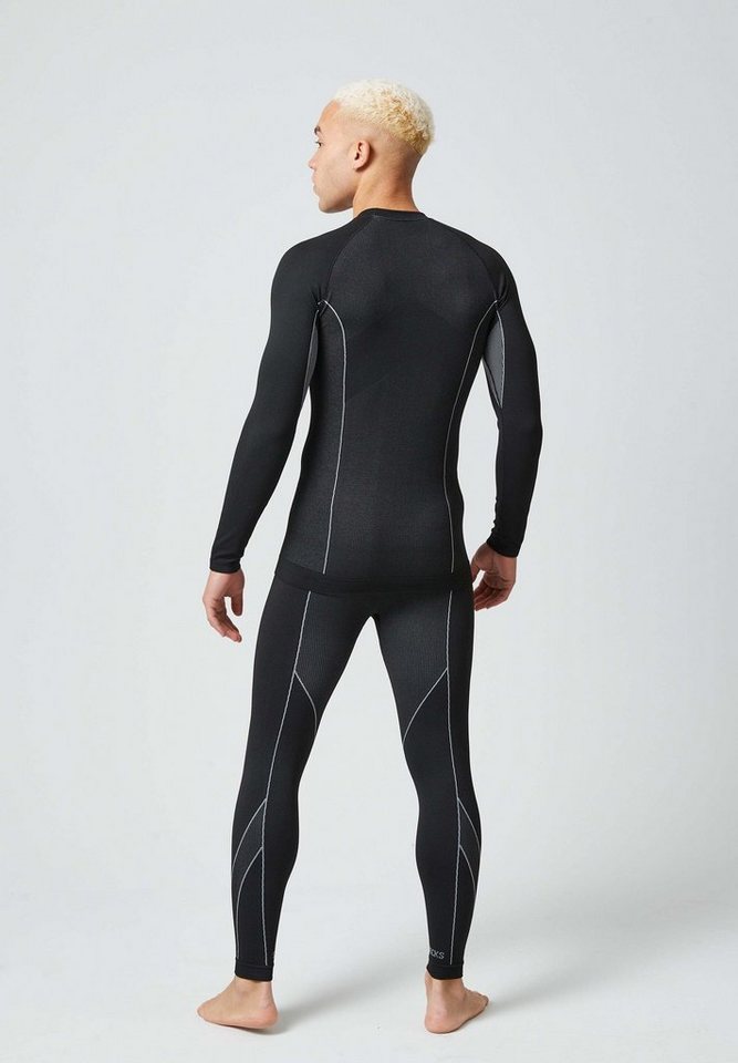 SNOCKS Thermounterhemd Thermounterwäsche mit Daumenloch für Herren (1-St) perfekt für Wintersportaktivitäten, atmungsaktiv und wärmeisolierend – Bild 3 von 5