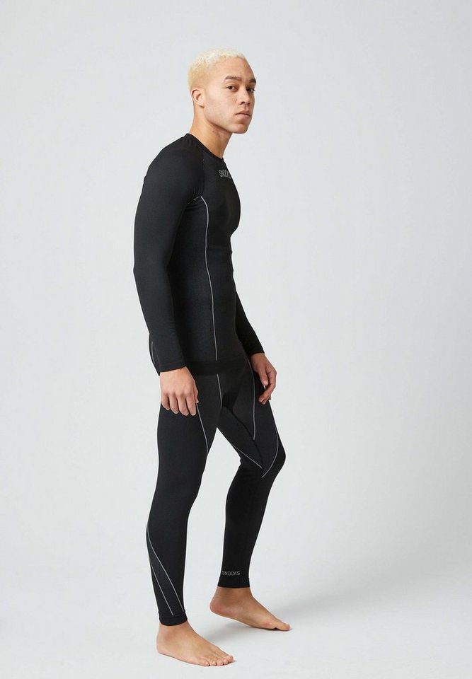 SNOCKS Thermounterhemd Thermounterwäsche mit Daumenloch für Herren (1-St) perfekt für Wintersportaktivitäten, atmungsaktiv und wärmeisolierend – Bild 4 von 5