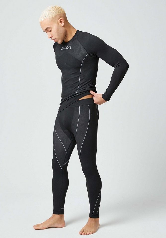 SNOCKS Thermounterhemd Thermounterwäsche mit Daumenloch für Herren (1-St) perfekt für Wintersportaktivitäten, atmungsaktiv und wärmeisolierend – Bild 5 von 5