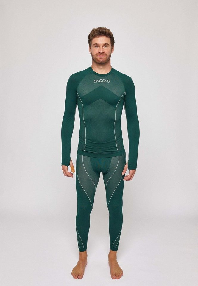 SNOCKS Thermounterhemd Thermounterwäsche mit Daumenloch für Herren (1-St) perfekt für Wintersportaktivitäten, atmungsaktiv und wärmeisolierend – Bild 2 von 5