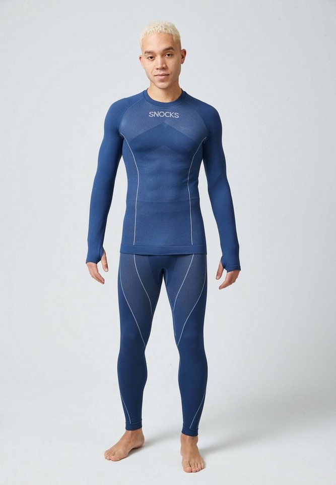 SNOCKS Thermounterhemd Thermounterwäsche mit Daumenloch für Herren (1-St) perfekt für Wintersportaktivitäten, atmungsaktiv und wärmeisolierend – Bild 2 von 5