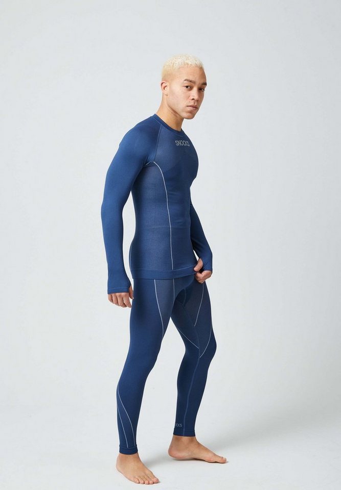 SNOCKS Thermounterhemd Thermounterwäsche mit Daumenloch für Herren (1-St) perfekt für Wintersportaktivitäten, atmungsaktiv und wärmeisolierend – Bild 3 von 5