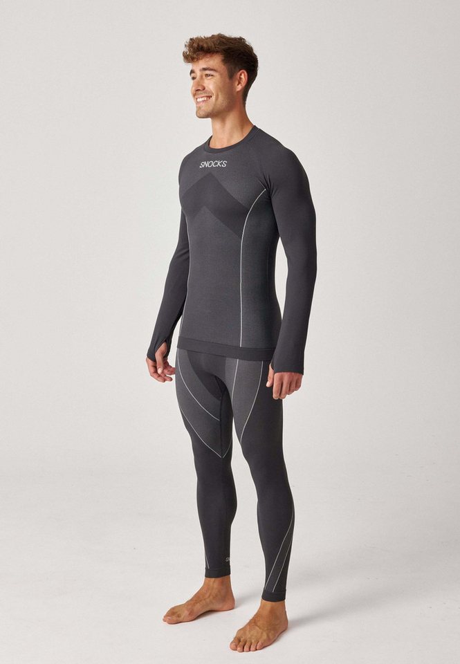 SNOCKS Thermounterhemd Thermounterwäsche mit Daumenloch für Herren (1-St) perfekt für Wintersportaktivitäten, atmungsaktiv und wärmeisolierend – Bild 3 von 5