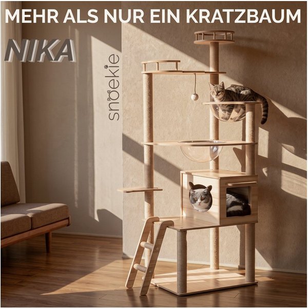 SNOEKIE Kratzbaum Stabiler Kratzbaum, 170 cm – zur Selbstmontage, mit Katzenhaus