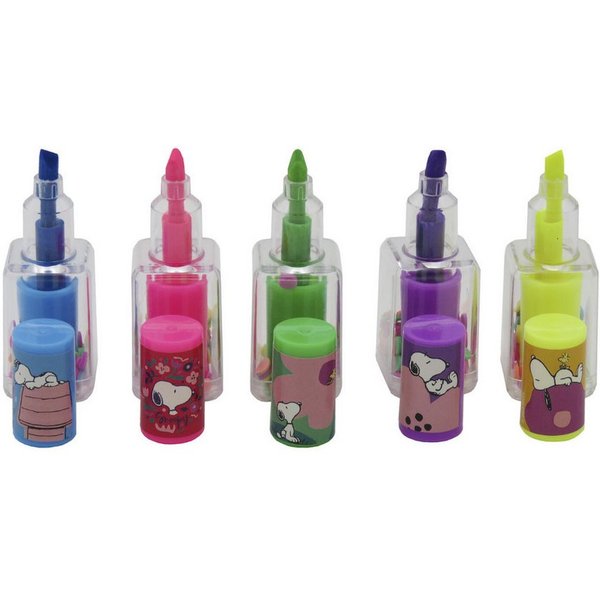Snoopy Marker Marker Set 5 Farben Textmarker Filzstifte Schreibwaren im Zip Beutel, (Set, 5-tlg)