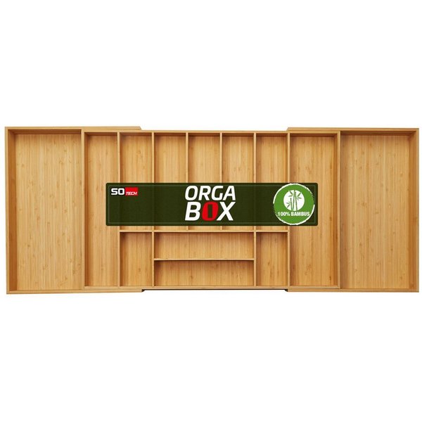 SO-TECH® Besteckeinsatz ORGA-BOX® Universal Bambus Besteckkasten verstellbar (1 St), geölt, 11 - 13 Fächer, Breite 750 - 1180 x Tiefe 470 mm