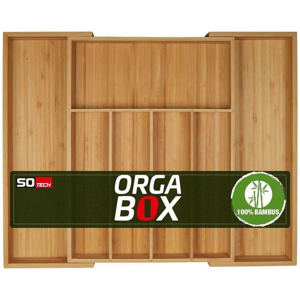 SO-TECH® Besteckeinsatz ORGA-BOX® Universal Bambus Besteckkasten verstellbar (1 St), geölt, 5 - 7 Fächer, Breite 350 - 580 x Tiefe 470 mm