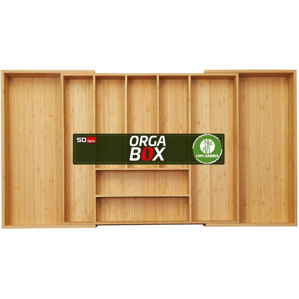 SO-TECH® Besteckeinsatz ORGA-BOX® Universal Bambus Besteckkasten verstellbar (1 St), geölt, 7 - 9 Fächer, Breite 550 - 880 x Tiefe 470 mm