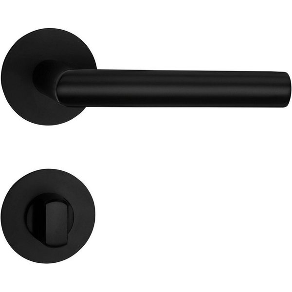 SO-TECH® Drückergarnitur THORE Edelstahl, Flachrosetten, magnetische Cliptechnik, Bad / WC Türen Türgarnitur schwarz galvanisiert