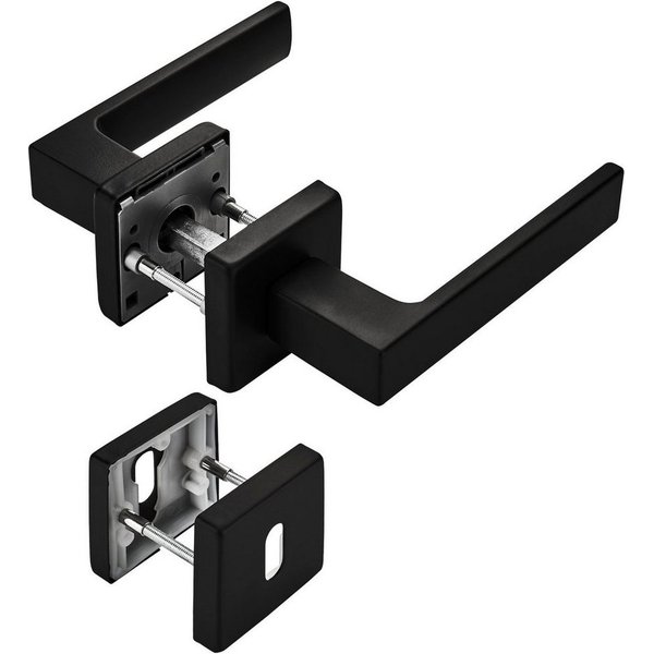 SO-TECH® Drückergarnitur Türdrücker CUBE schwarz 120 x 22 mm Vierkant 8 x 8 mm, Buntbart Türgarnitur für Zimmertür Rosettengarnitur