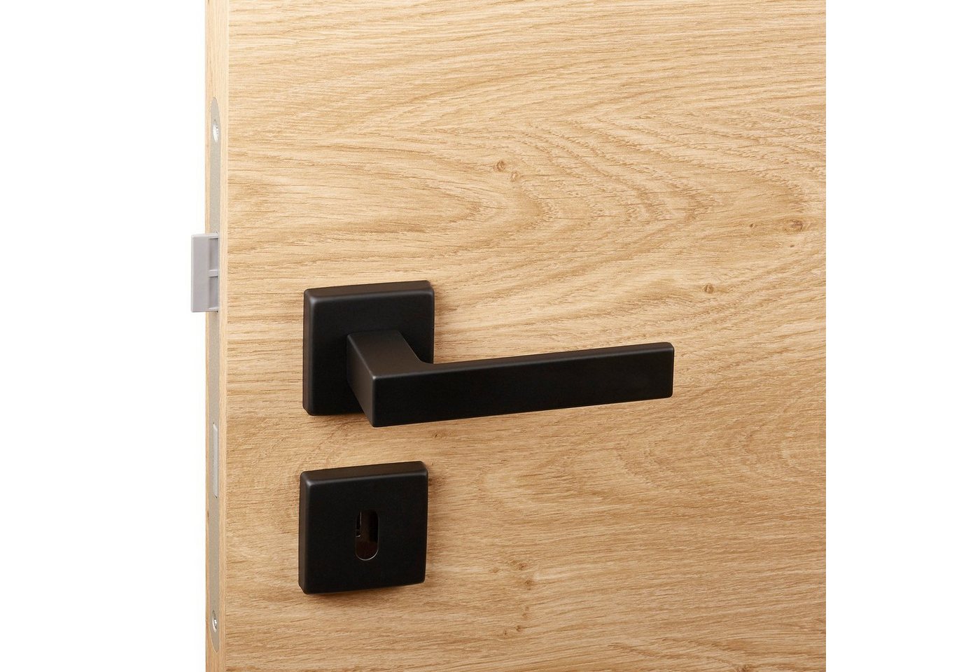 SO-TECH® Drückergarnitur Türdrücker CUBE schwarz 120 x 22 mm Vierkant 8 x 8 mm, Buntbart Türgarnitur für Zimmertür Rosettengarnitur – Bild 2 von 5