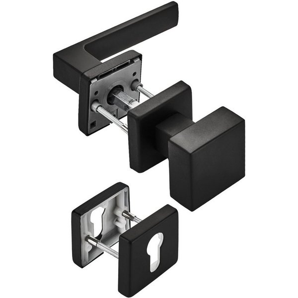 SO-TECH® Drückergarnitur Türdrücker CUBE schwarz 120 x 22 mm Vierkant 8 x 8 mm, Wechselgarnitur Türknauf und Türdrücker