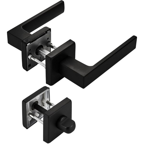 SO-TECH® Drückergarnitur Türdrücker CUBE schwarz 120 x 22 mm Vierkant 8 x 8 mm, Bad / WC Türen Rosettengarnitur