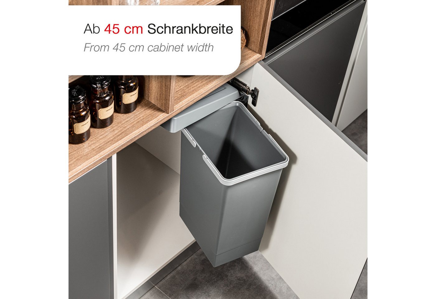 SO-TECH® Einbaumülleimer Abfallsammler Elletipi Swing 2.0 ausschwenkbar dunkelgrau, Artikelnummer ASG44 - Fassungsvermögen 24 Liter – Bild 3 von 5
