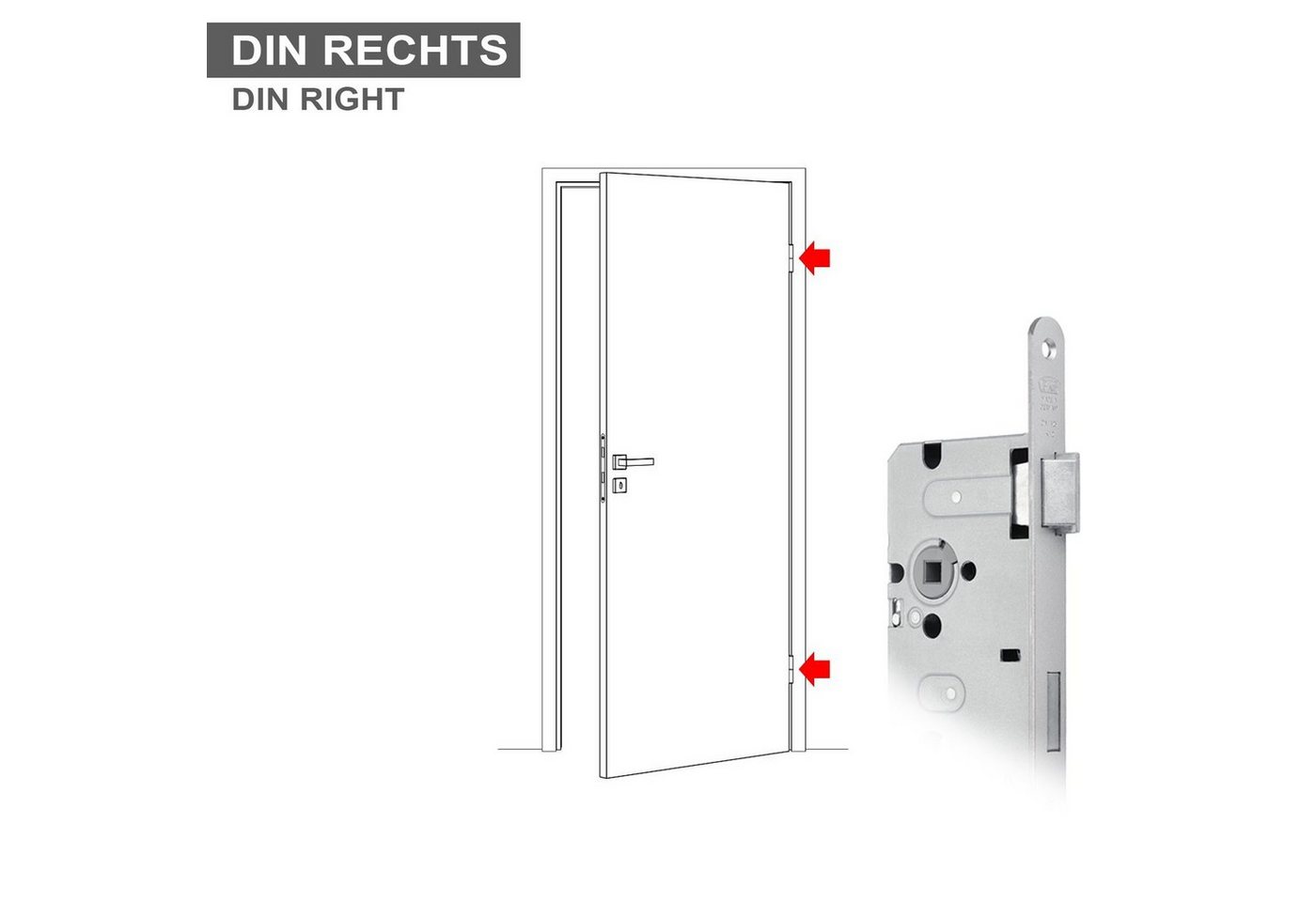 SO-TECH® Einsteckschloss Türschloss Dornmaß 55 mm Zimmertürschloss, WC-Schloss, Klasse 1, Stulp 20 mm von BKS – Bild 2 von 4