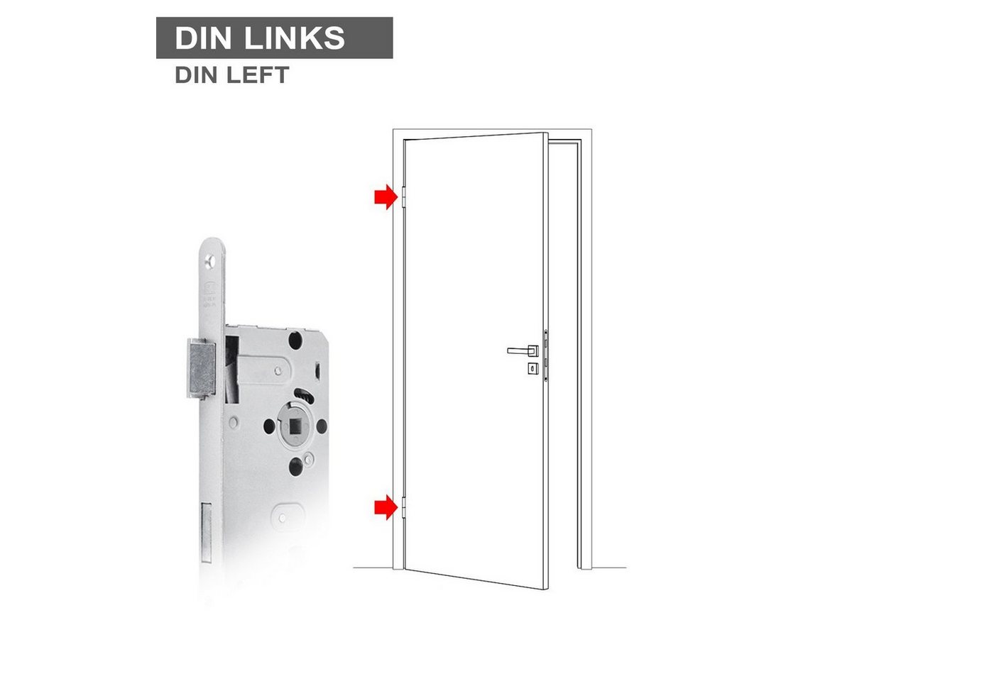 SO-TECH® Einsteckschloss Türschloss Dornmaß 55 mm Zimmertürschloss, Buntbart, Klasse 1, Stulp 20 mm von BKS – Bild 2 von 4