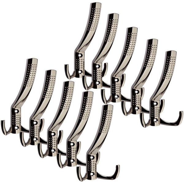 SO-TECH® Garderobenhaken JASMIN, Lochabstand 32 mm (10 St), groß (H x B x T: 143 x 76 x 67 mm), Chrom dunkel