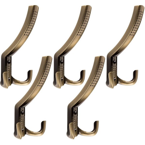 SO-TECH® Garderobenhaken JASMIN, Lochabstand 32 mm (5 St), groß (H x B x T: 143 x 76 x 67 mm), Brüniert