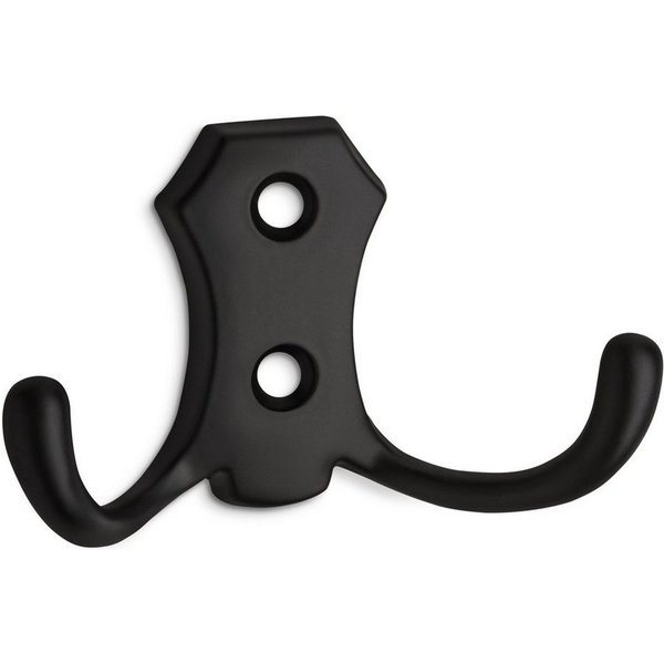 SO-TECH® Garderobenhaken LENA, Lochabstand 20 mm, zwei Größen, Metall massiv, Schwarz, Höhe 48 mm, 2-fach, inkl. Schrauben