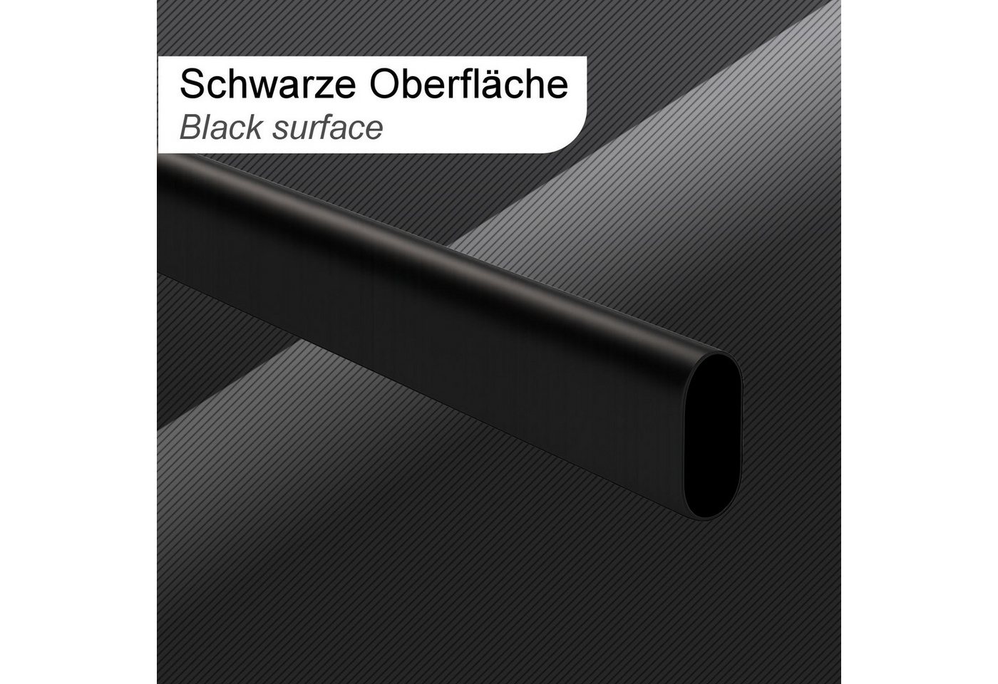 SO-TECH® Garderobenstange ovale Form, 30 x 15 mm, Stahl, schwarz beschichtet, (1 St), Kleiderstange Länge 800 mm – Bild 3 von 5