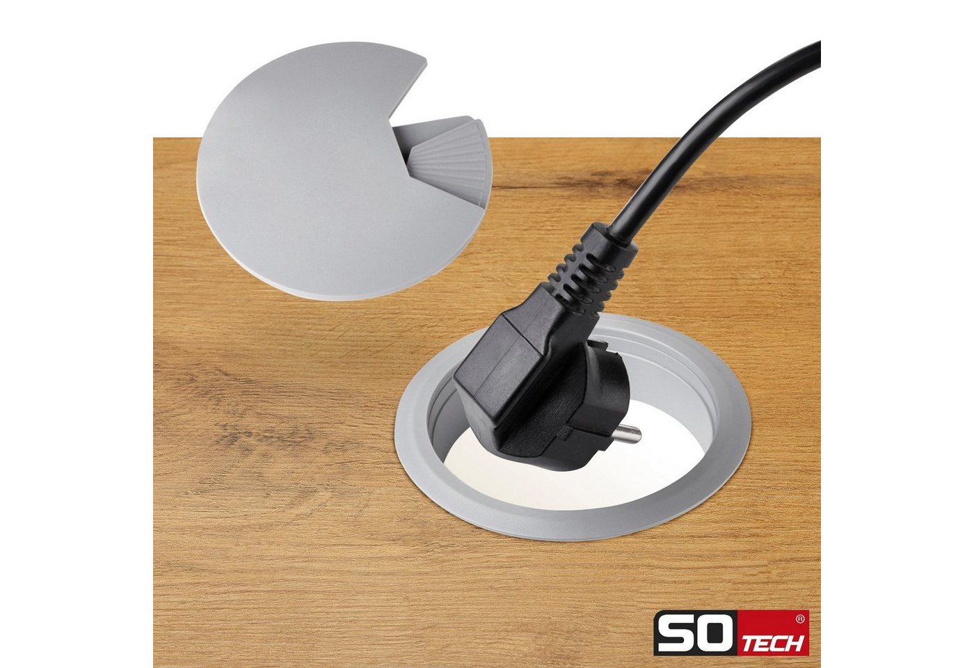 SO-TECH® Kabelkanal Kabeldurchlass Kabeldurchführung (2-St), Ø 60 mm, weiß, 2 Stück – Bild 3 von 5