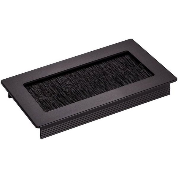 SO-TECH® Kabelkanal Kabeldurchlass Kabeldurchführung TONDO mit Bürstendichtung (1-St), Schwarz eloxiert, Außenmaß: 100x70mm, Einbaumaß: 90x62mm