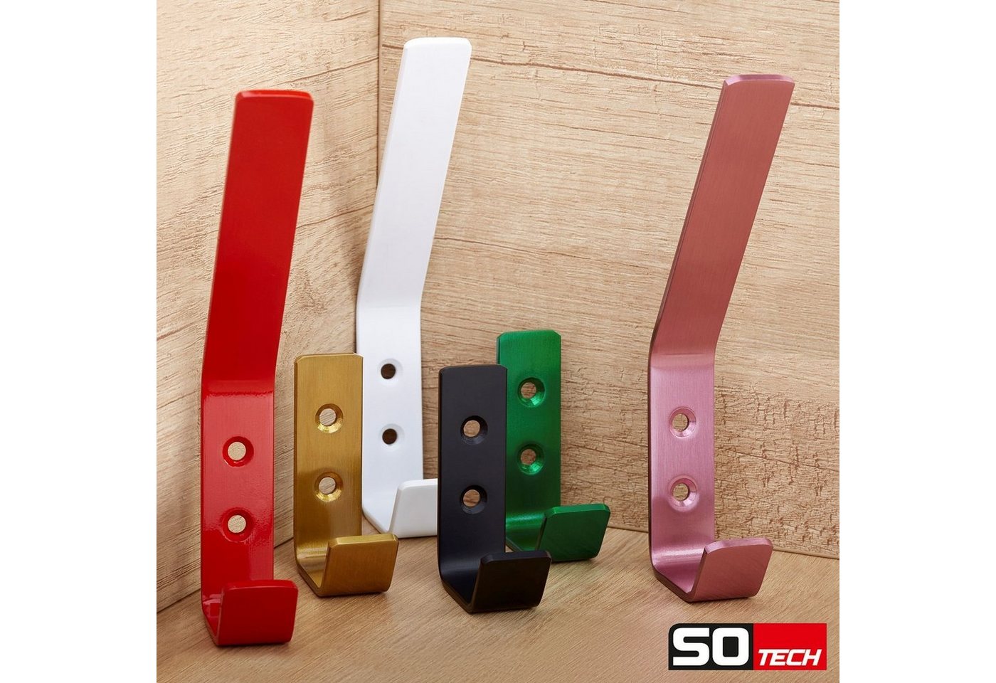 SO-TECH® Kleiderhaken Wandhaken, aus Edelstahl, 60 x 20 x 45 mm, (1-St), kleiner Jackenhaken mit abgerundeten Kanten schwarz – Bild 4 von 5