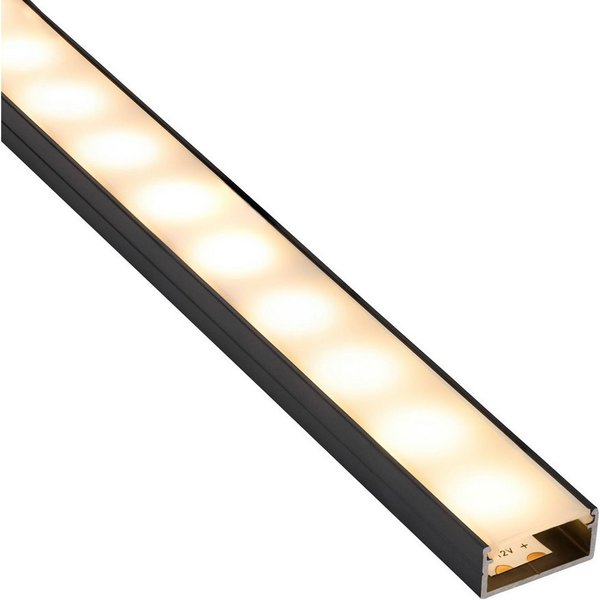 SO-TECH® LED-Stripe-Profil LED Profil-PH1 für breite LED Stripes bis 16 mm, 1000 x 18 x 8,5 mm, schwarz, mit opaler Abdeckung