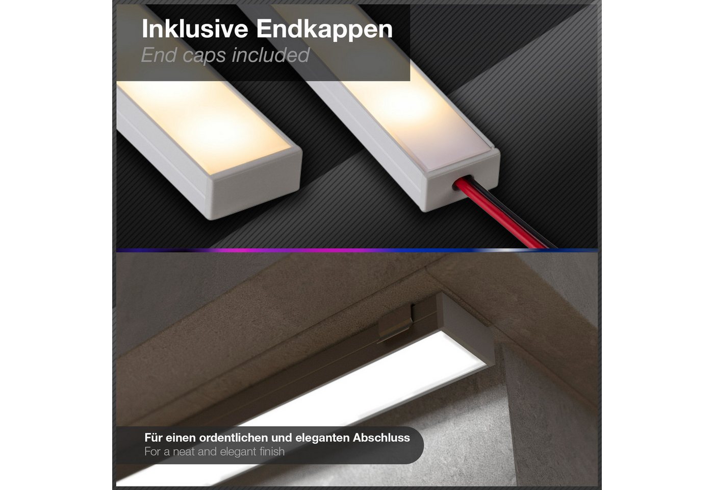 SO-TECH® LED-Stripe-Profil LED Profil-PH1 für breite LED Stripes bis 16 mm, 1m (18x8,5mm) Silbermatt EV1, opale Abdeckung & Endkappenset – Bild 3 von 5