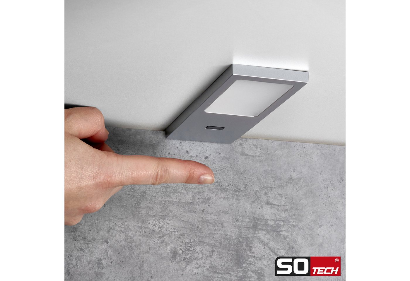 SO-TECH® LED Unterbauleuchte LED Möbelleuchte GIULIA II, stufenlos dimmbar, LED fest integriert, Neutralweiß, 3er Set neutralweiß mit/ohne Sensor inkl. 33W Traf – Bild 3 von 5