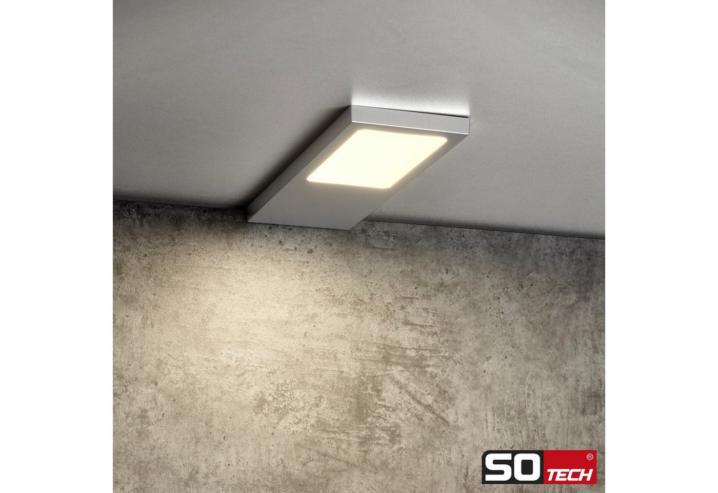 SO-TECH® LED Unterbauleuchte LED Möbelleuchte GIULIA II, stufenlos dimmbar, LED fest integriert, Warmweiß, 1 Leuchte warmweiß ohne Sensor, silbergrau – Bild 2 von 5