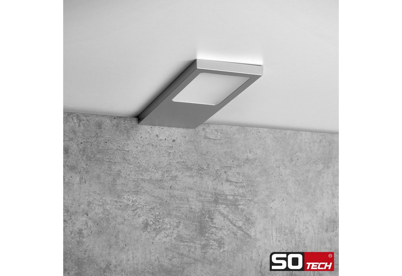 SO-TECH® LED Unterbauleuchte LED Möbelleuchte GIULIA II, stufenlos dimmbar, LED fest integriert, Warmweiß, 1 Leuchte warmweiß ohne Sensor, silbergrau – Bild 3 von 5