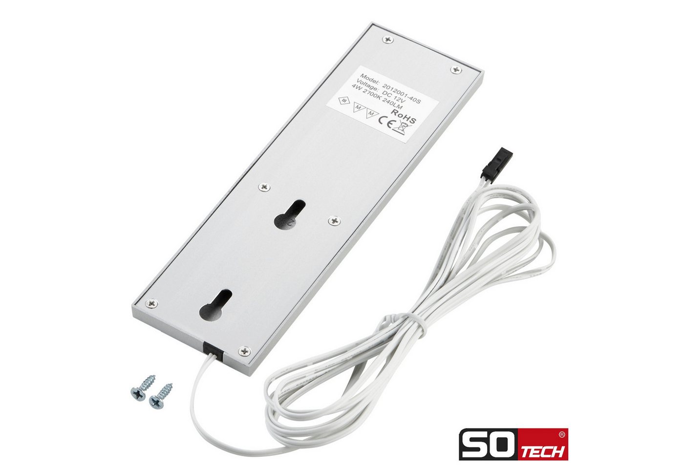 SO-TECH® LED Unterbauleuchte LED Möbelleuchte GIULIA II, stufenlos dimmbar, LED fest integriert, Warmweiß, 1 Leuchte warmweiß ohne Sensor, silbergrau – Bild 4 von 5