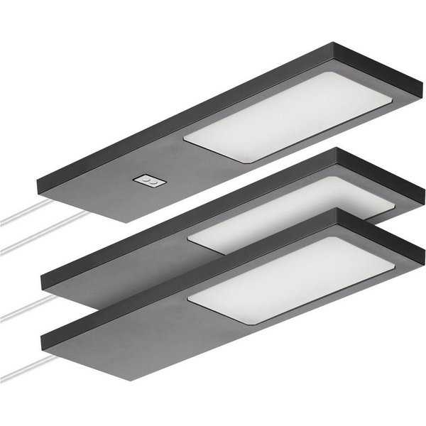 SO-TECH® LED Unterbauleuchte LED Möbelleuchte GIULIA II, stufenlos dimmbar, LED fest integriert, Warmweiß, 3er Set warmweiß mit/ohne Sensor inkl. 33W Trafo, sch