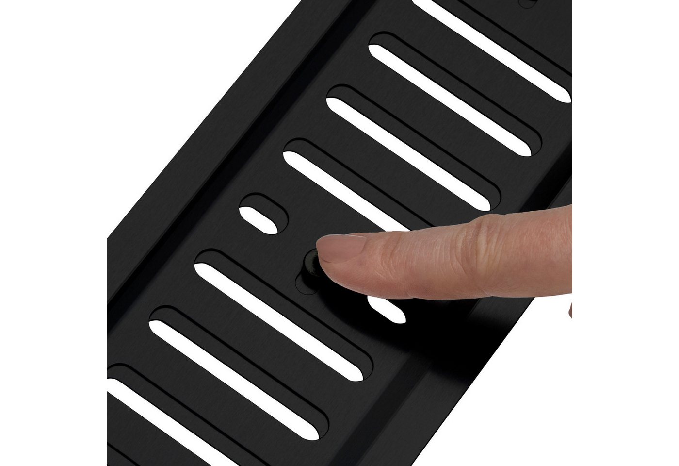 SO-TECH® Lüftungsgitter Belüftungsgitter mit Schiebeverschluss verschließbar (1 St), Edelstahl SS304 schwarz, 260 x 90 mm, Schlitzlochung oval – Bild 5 von 5