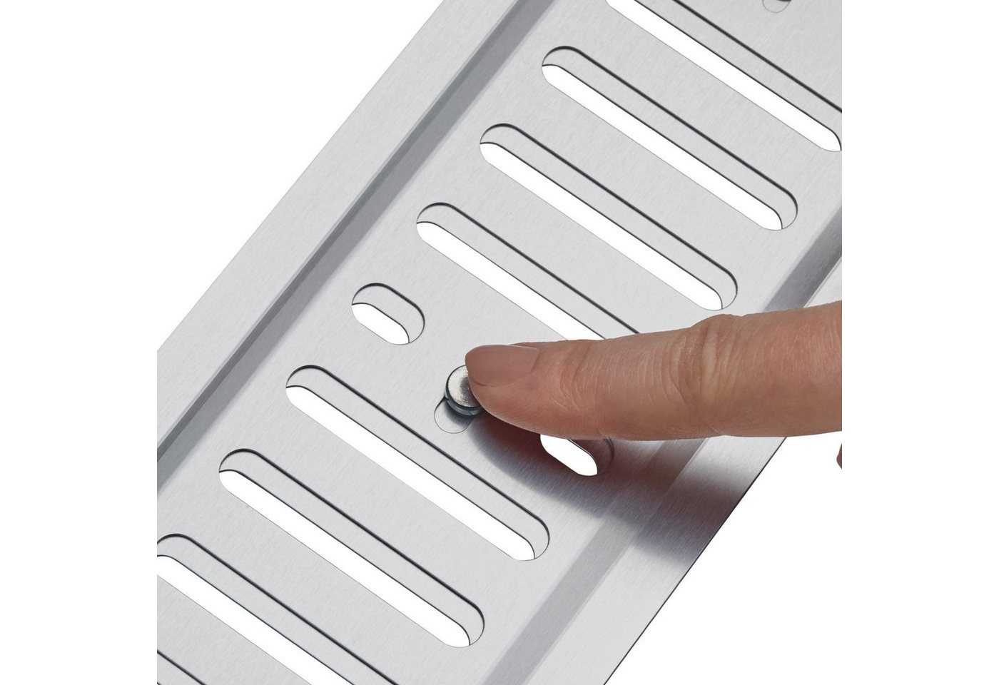 SO-TECH® Lüftungsgitter Belüftungsgitter mit Schiebeverschluss verschließbar (1 St), Edelstahl SS304, 260 x 90 mm, Schlitzlochung oval – Bild 4 von 5