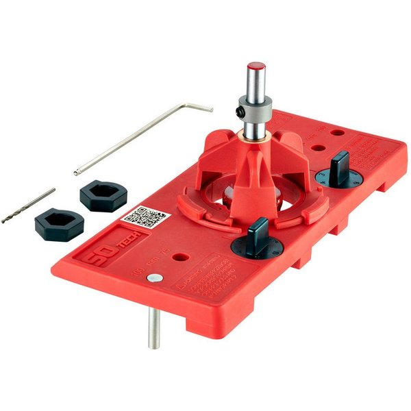 SO-TECH® Möbelbeschlag Bohrschablone BSK-35-T45 / T52 für Topfband Scharnier (1 St), mit Forstnerbohrer Ø 35 mm für Topfscharniere