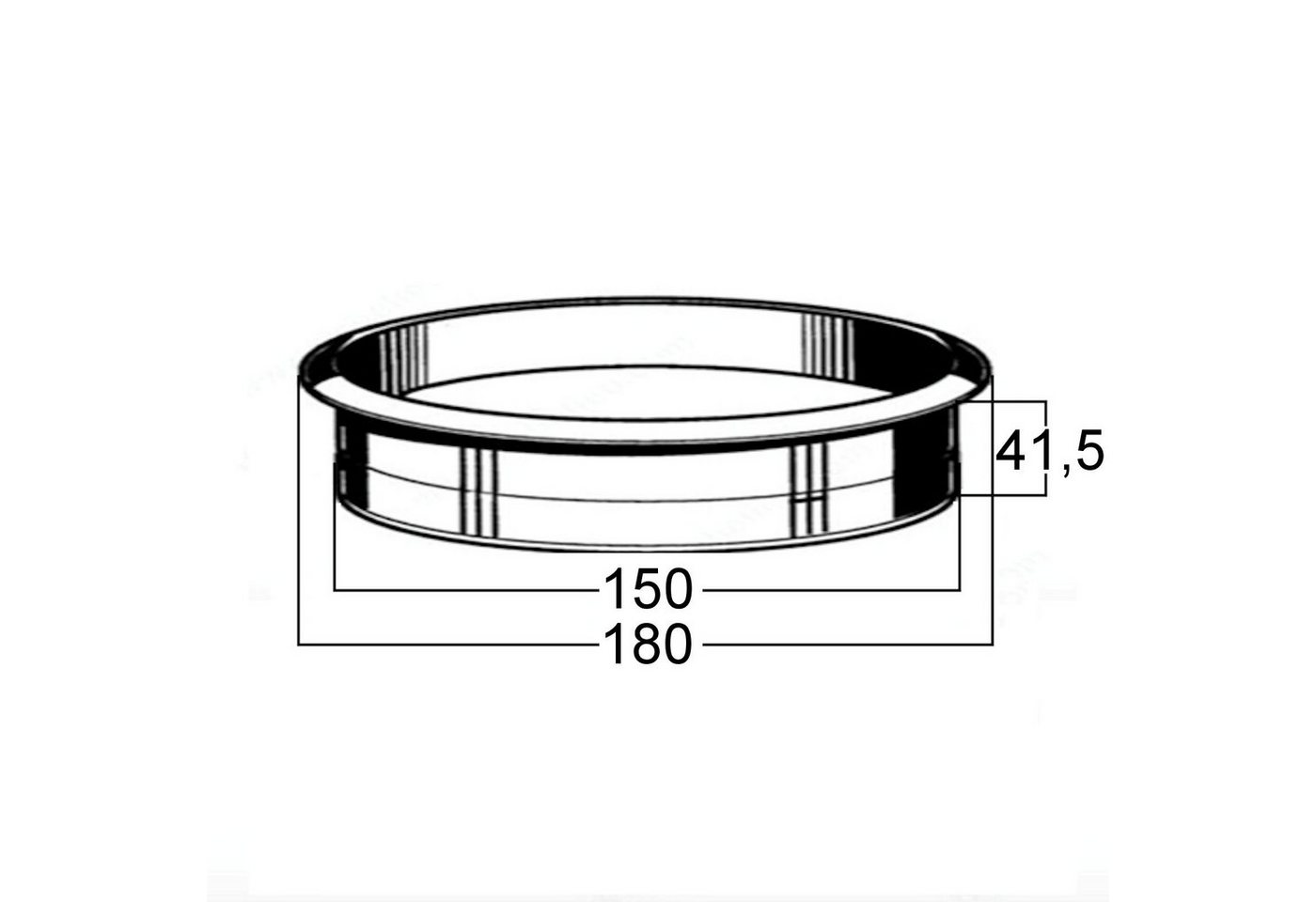 SO-TECH® Möbelbeschlag Durchwurfring Einfwurfring Edelstahl schwarz lackiert, Ø 180 mm, H 41,5 mm zum Einbau in Waschtisch / Arbeitsplatte – Bild 4 von 5