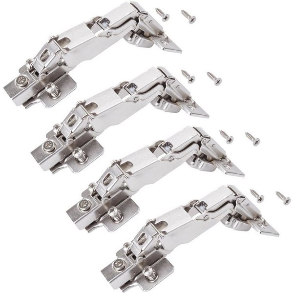 SO-TECH® Möbelbeschlag Weitwinkelscharniere T52 Weitwinkel-Topfband mit Soft-Close (4 St), Eckanschlag 165° Topfscharnier inkl. Montageplatte