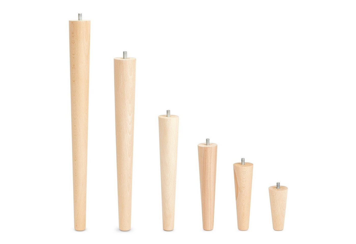 SO-TECH® Möbelfuß 4 Stück Möbelfüße Buche massiv Ø 45 / 25 mm Höhe: 100-450 mm – Bild 3 von 5