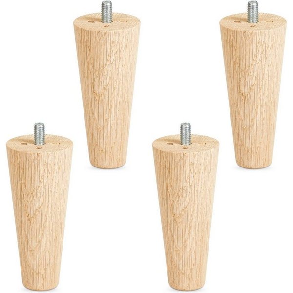 SO-TECH® Möbelfuß 4 Stück Möbelfüße Eiche massiv Ø 45 / 25 mm Höhe: 100-450 mm