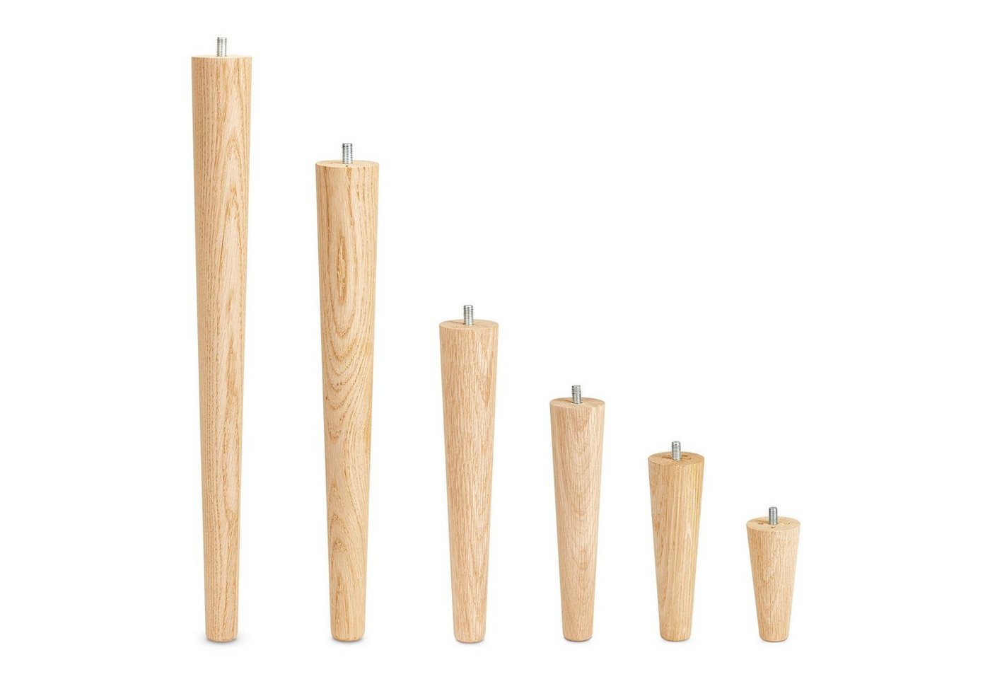 SO-TECH® Möbelfuß 4 Stück Möbelfüße Eiche massiv Ø 45 / 25 mm Höhe: 100-450 mm – Bild 3 von 5