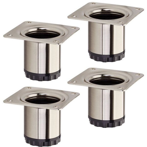 SO-TECH® Möbelfuß 4er Set BRAVO, aus Stahl, höhenverstellbar, bis 200 kg, Edelstahloptik, Höhe 50 mm, Durchmesser 40 mm