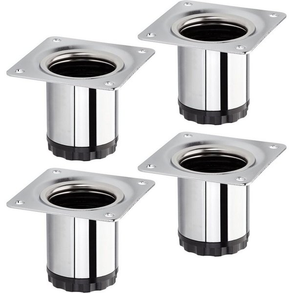 SO-TECH® Möbelfuß 4er Set BRAVO, aus Stahl, höhenverstellbar, bis 200 kg, Chrom poliert, Höhe 50 mm, Durchmesser 40 mm